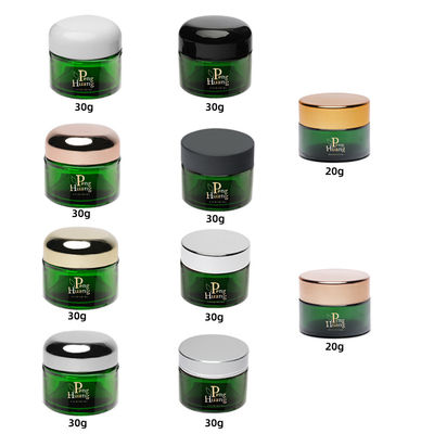 o cosmético de vidro verde de 20g 30g range o círculo reto com tampão de parafuso