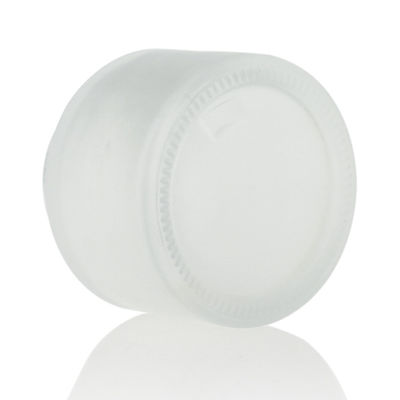 Frasco branco alto do creme do vidro 50g geado com a tampa acrílica luxuosa do ouro