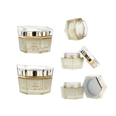 Frasco 30g cosmético luxuoso que empacota frascos de vidro sextavados de Skincare