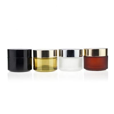 O costume cosmético de vidro preto reciclado impermeável dos frascos 100g imprimiu privado
