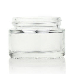 Quadrado de vidro de creme transparente dos frascos 50g com tampão e tampa acrílicos