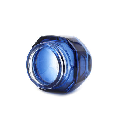 O chapeamento UV do frasco cosmético de vidro azul do quadrado 50g veste - resistente