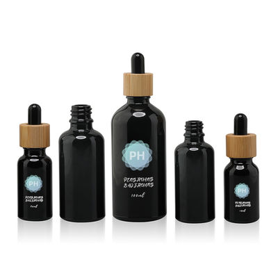 Garrafa preta de bambu redonda do conta-gotas do óleo 5ml essencial