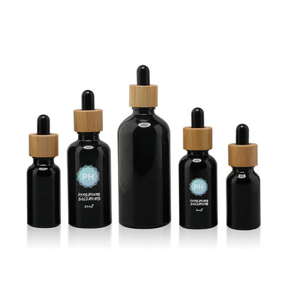 Garrafa preta de bambu redonda do conta-gotas do óleo 5ml essencial