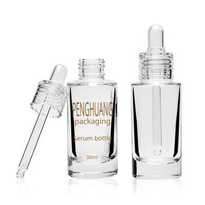 garrafa de vidro transparente do conta-gotas para o soro 30ml