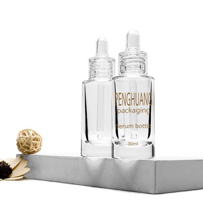 garrafa de vidro transparente do conta-gotas para o soro 30ml