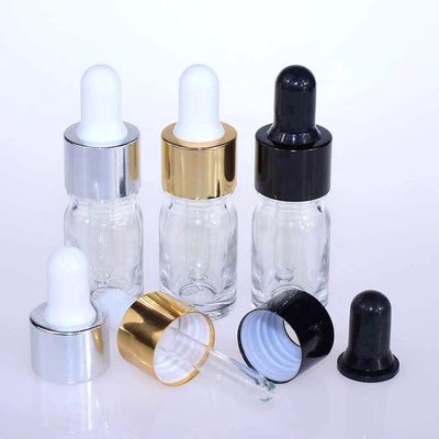 Garrafa de vidro transparente do conta-gotas do óleo do ouro 0.16OZ para a água essencial