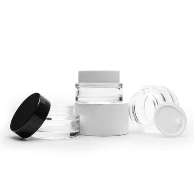 Frasco de creme de vidro claro 50g de empacotamento cosmético 30g do frasco redondo branco preto do creme de cara