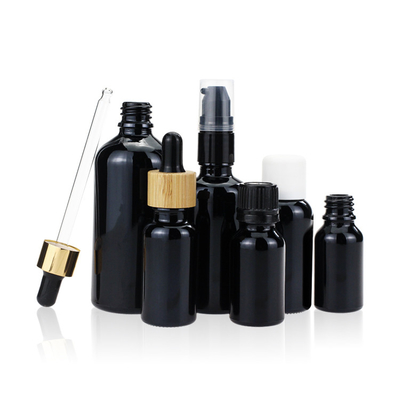 Garrafa de vidro vazia de Violet Black Dropper Screw Cap para o óleo de cabelo do óleo essencial