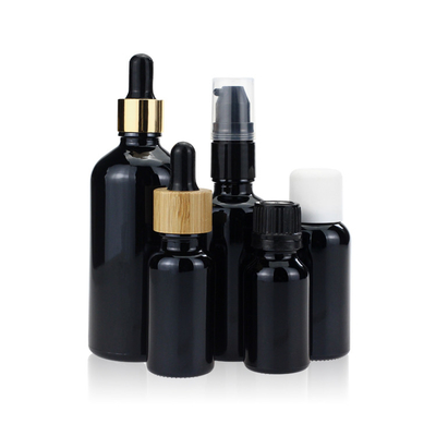 Garrafa de vidro vazia de Violet Black Dropper Screw Cap para o óleo de cabelo do óleo essencial