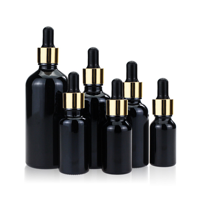 Garrafa de vidro vazia de Violet Black Dropper Screw Cap para o óleo de cabelo do óleo essencial