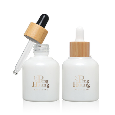 Conta-gotas de bambu vazio de vidro cosmético da garrafa 30ml de óleo essencial do soro