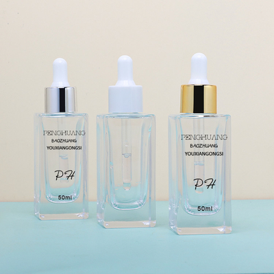 O conta-gotas do soro dos cuidados com a pele de MSDS engarrafa a garrafa de vidro do quadrado 50ml