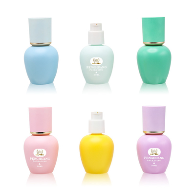 Garrafa cosmética de vidro de empacotamento da fundação dos cuidados com a pele por atacado de vidro feitos sob encomenda da bomba da loção da garrafa da fundação da cor 30ml