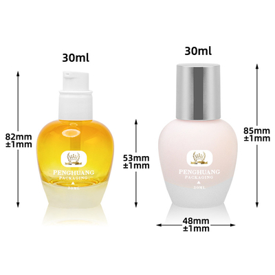 Garrafa cosmética de vidro de empacotamento da fundação dos cuidados com a pele por atacado de vidro feitos sob encomenda da bomba da loção da garrafa da fundação da cor 30ml