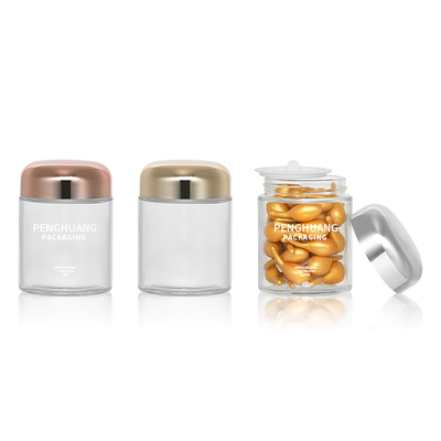 Recipiente de vidro redondo da cápsula 100g com o frasco de vidro Packaing de Rose Golden Cap Sliver Cap