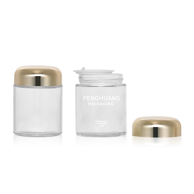 Recipiente de vidro redondo da cápsula 100g com o frasco de vidro Packaing de Rose Golden Cap Sliver Cap