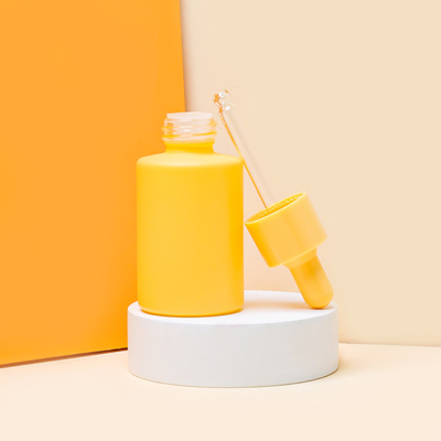 O vidro amarelo do soro da cor do OEM engarrafa o empacotamento do conta-gotas do óleo
