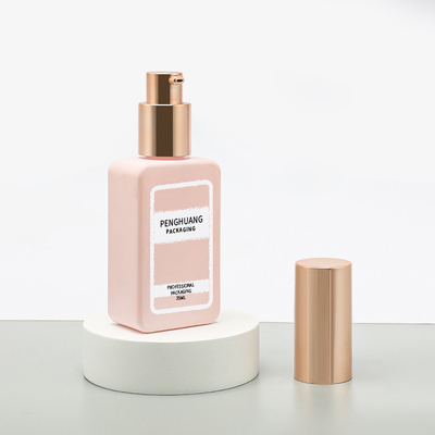 Cuidados com a pele de vidro 35ml de empacotamento cosmético do quadrado do ouro da garrafa da fundação da bomba da loção