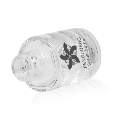 garrafa de vidro redonda do cilindro 15ml com o conta-gotas plástico branco