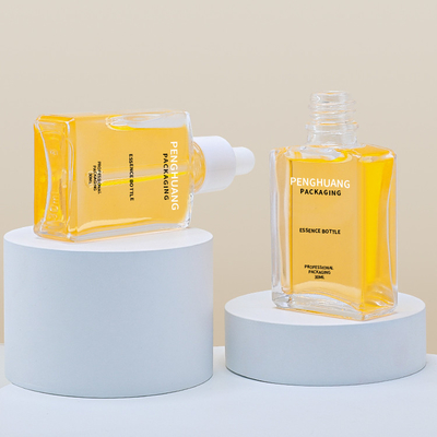 garrafas de vidro de empacotamento do soro da forma do quadrado da garrafa de vidro 30ml com conta-gotas