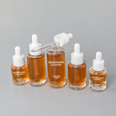 forma redonda de vidro de empacotamento do óleo da garrafa do conta-gotas do soro de 15ml 20ml 30ml 40ml 50ml