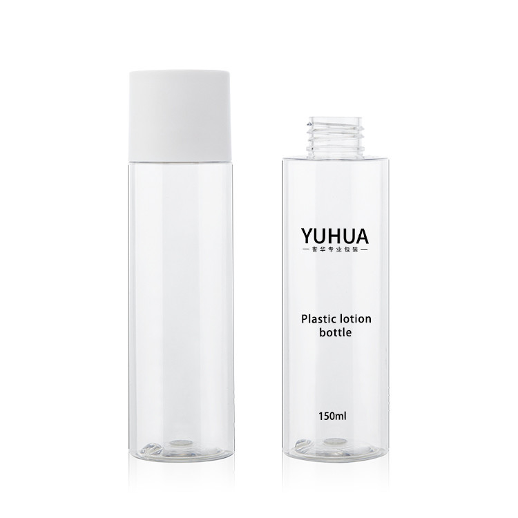 as garrafas do empacotamento 150ml plástico gearam a cor personalizada clara com o tampão dourado de Alu