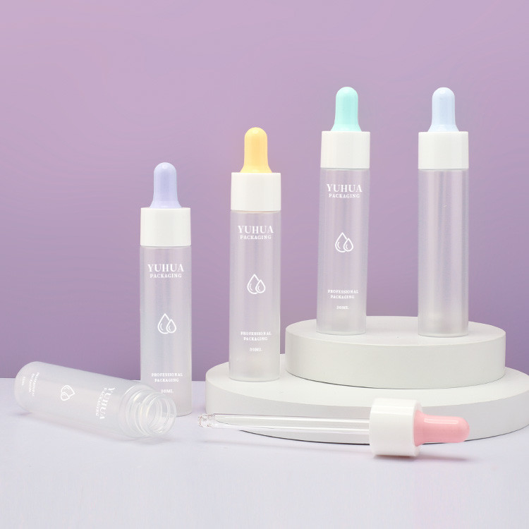 garrafa de empacotamento cosmética do conta-gotas do óleo essencial do soro de Macaron da cor da garrafa branca do soro do cilindro 1oz