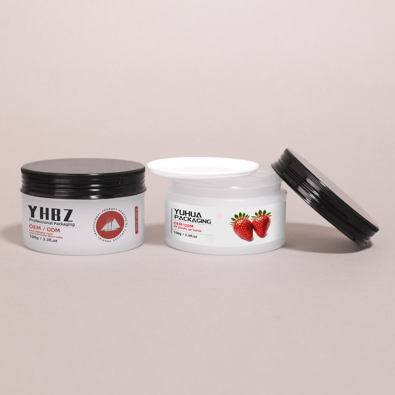 Frascos redondos de creme de plástico personalizáveis para cuidados com a pele embalagem frasco de manteiga corporal com tampa de parafuso
