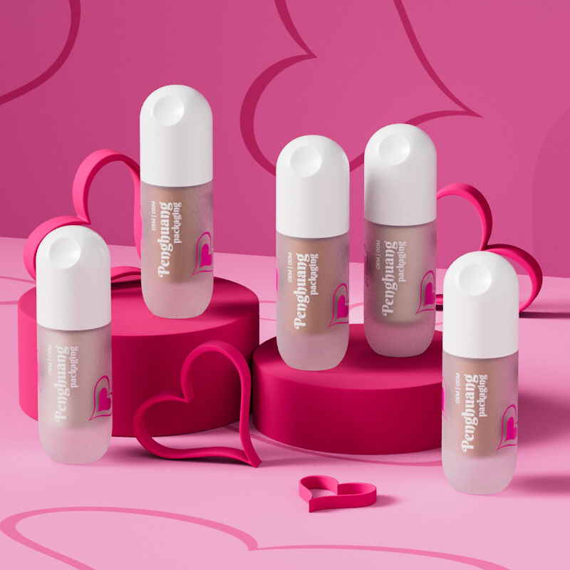 Bottles de 30ml de base líquida de tampa de bomba Logotipo personalizado Embalagem cosmética profissional para produtos de maquiagem líquida