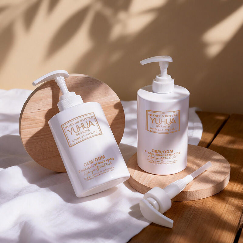 Embalagens de loção de plástico garrafas de tipo redondo recipientes de logotipo personalizados para cuidados pessoais embalagens de produtos de beleza e saúde