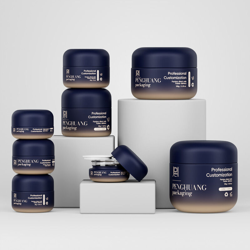 Embalagem elegante em frascos de vidro creme para produtos cosméticos, com tampas de rosca seguras, ideais para cremes e loções de beleza