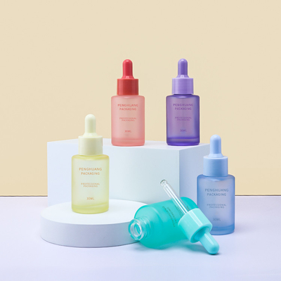 o conta-gotas do soro 30ml engarrafa o óleo essencial de vidro de empacotamento colorido geado de Skincare