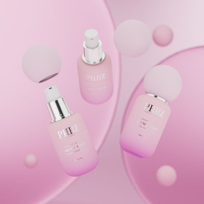 Garrafas redondas de loção de creme de vidro de 30 ml Logotipo personalizado