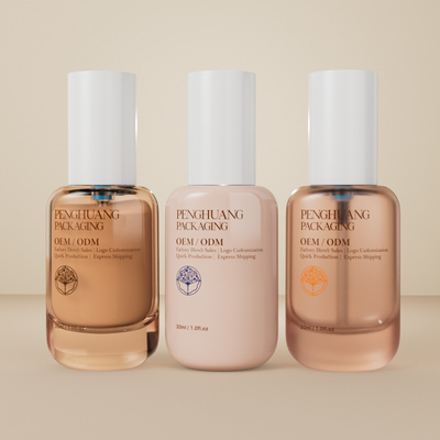 Garrafa de vidro de fundação transparente 30ml 1oz Grátis Garrafas de fundação vazias com tampa