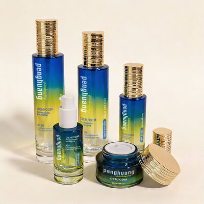 Conjunto de garrafas de vidro de luxo para cuidados com a pele e embalagens de beleza OEM ODM Conjunto de garrafas de vidro cosméticos com frasco