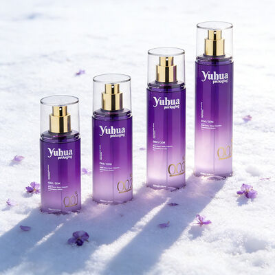 Conjunto de embalagens cosméticas garrafas de plástico com logotipo personalizado tela de seda e impressão por estampagem a quente para armazenamento de loção de tonificação e soro