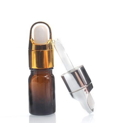 Garrafas de óleo essencial feitas sob encomenda da cor 5ml do conta-gotas de Amber Color Glass Bottles With