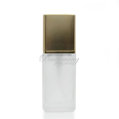Frasco de vidro de fundação congelada 30 ml Frasco de fundação de líquido cosmético com bomba de ouro