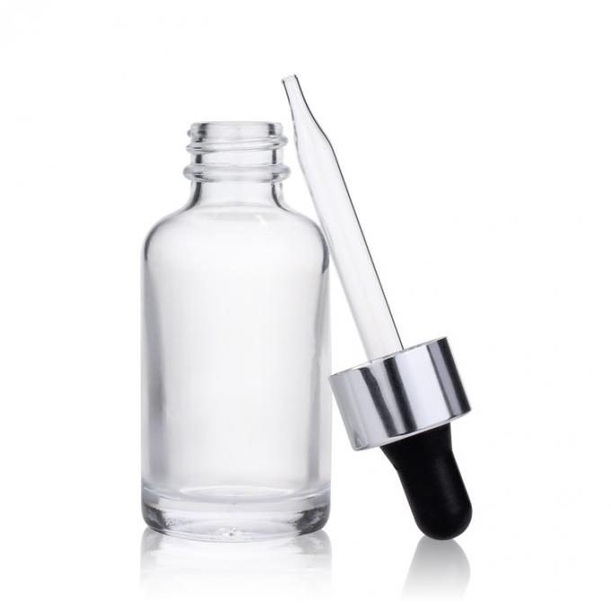 Garrafa cosmética de vidro clara de empacotamento cosmética feita sob encomenda do conta-gotas do soro para o óleo essencial do soro