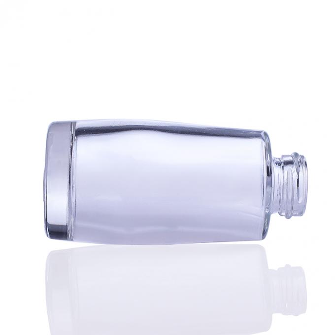 projete a garrafa cosmética de vidro da fundação 30ml com a bomba da forma para a composição líquida