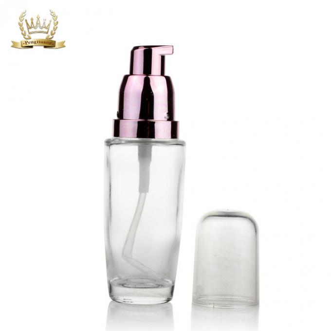 Garrafas da fundação da composição de Frosty Glass Bottles Cosmetic 30ml com Rose Gold Pump
