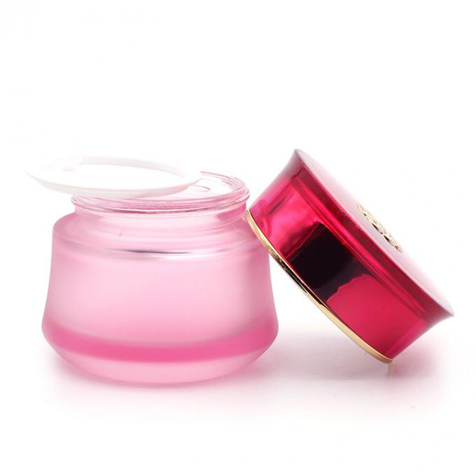2021 fabricantes vendem por atacado o frasco de creme de vidro de empacotamento cosmético cor-de-rosa luxuoso 50ml do soro
