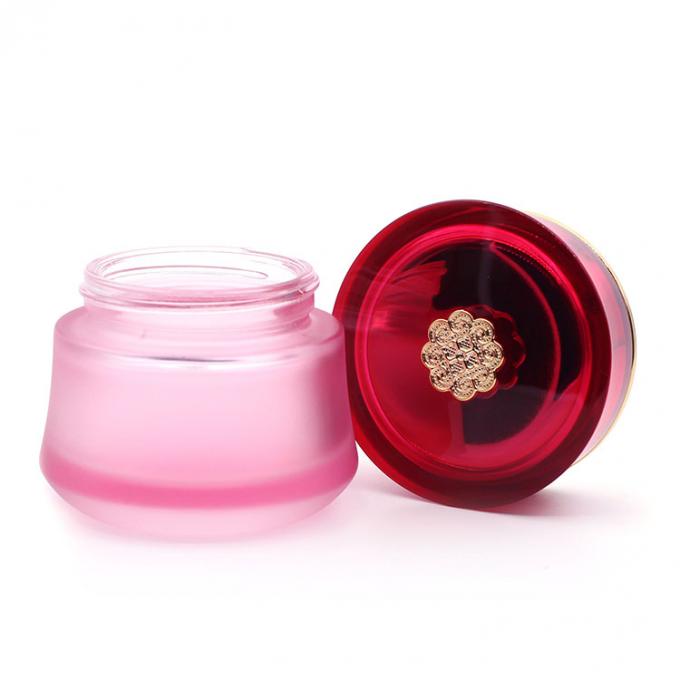 2021 fabricantes vendem por atacado o frasco de creme de vidro de empacotamento cosmético cor-de-rosa luxuoso 50ml do soro