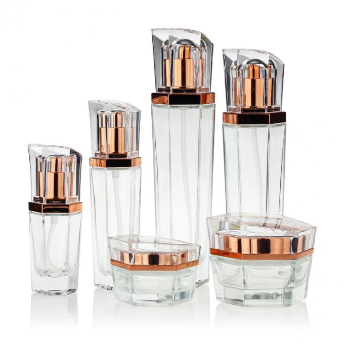 O skincare transparente do Manufactory range o frasco cosmético de vidro do frasco do creme 30g com tampão e tampa acrílicos