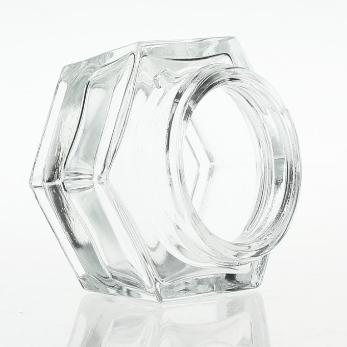 O skincare transparente do Manufactory range o frasco 50g cosmético quadrado de vidro com tampão e tampa acrílicos