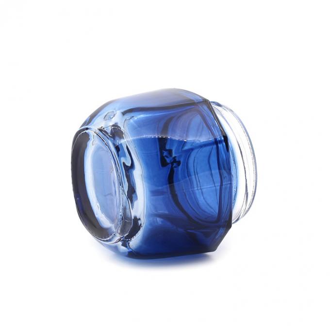 Grupo de vidro de venda quente do frasco do frasco cosmético azul vazio luxuoso de alta qualidade do quadrado 50g
