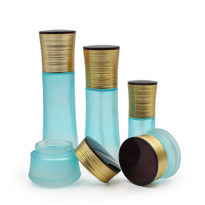 garrafa cosmética de vidro do soro da forma e frasco de creme com tampão e bomba 30ml 50ml