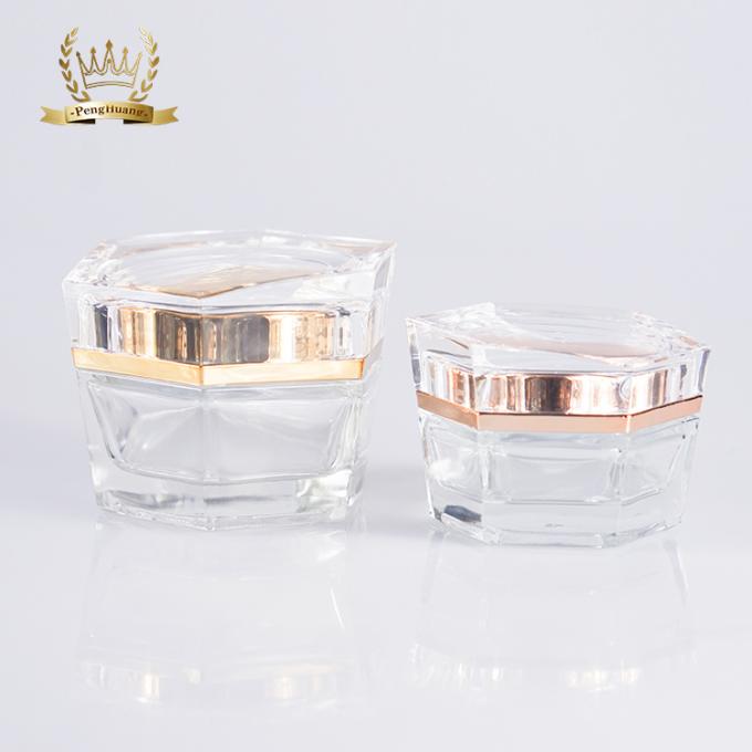 30g 50g personalizou o vidro de empacotamento do frasco de creme cosmético luxuoso com a bomba acrílica do tampão e do ouro