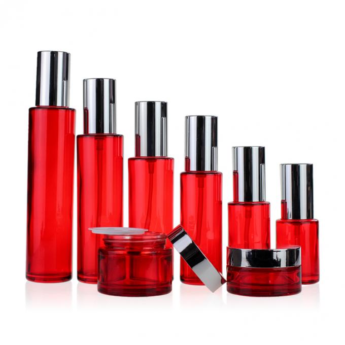 Grupo do curso portátil luxuoso vermelho por atacado da garrafa da loção dos recipientes/frasco do creme e garrafa de empacotamento cosméticos da loção